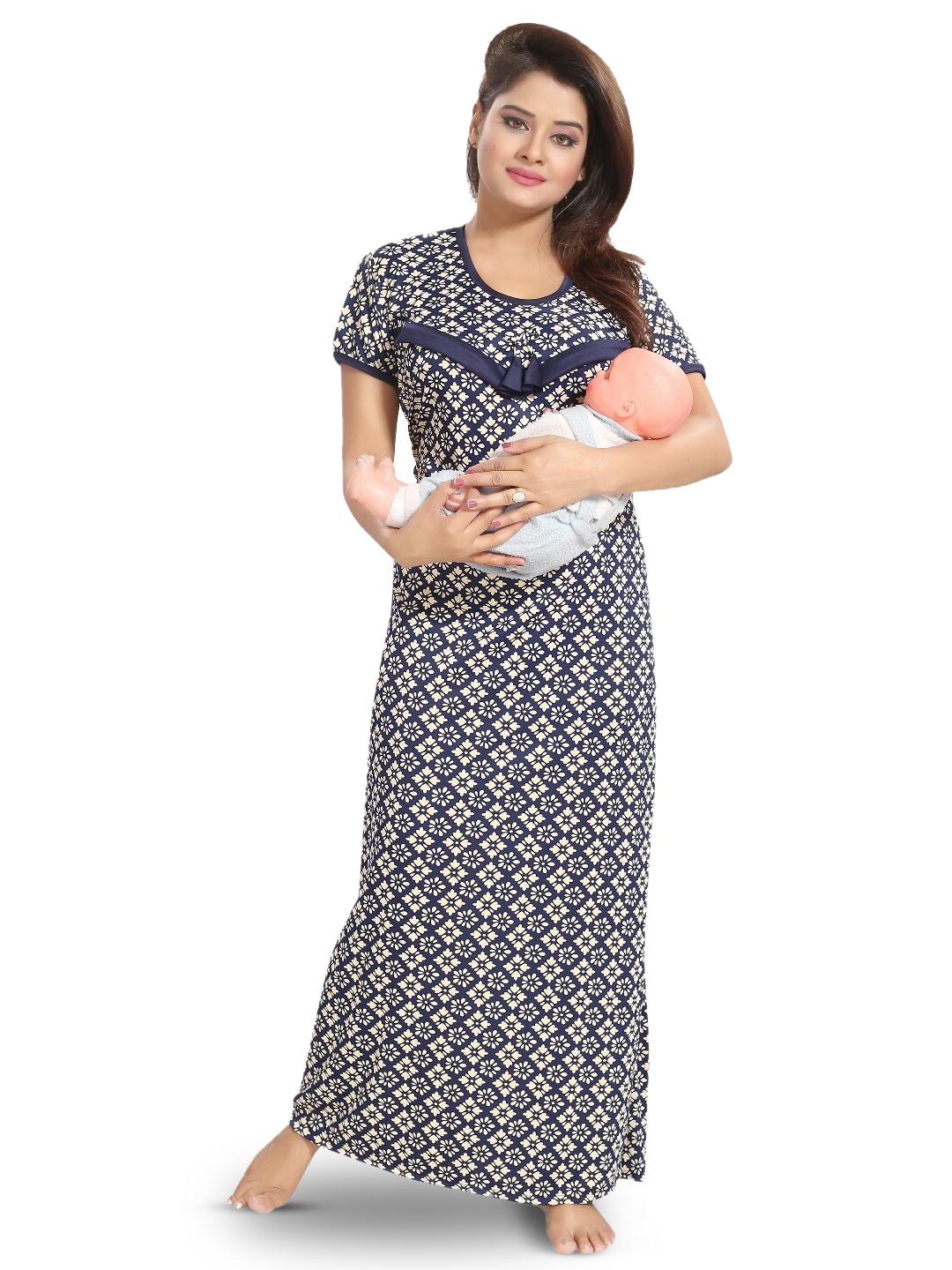 

SHOPPING STATION Floral Printed Satin Maxi Nightdress, Blue