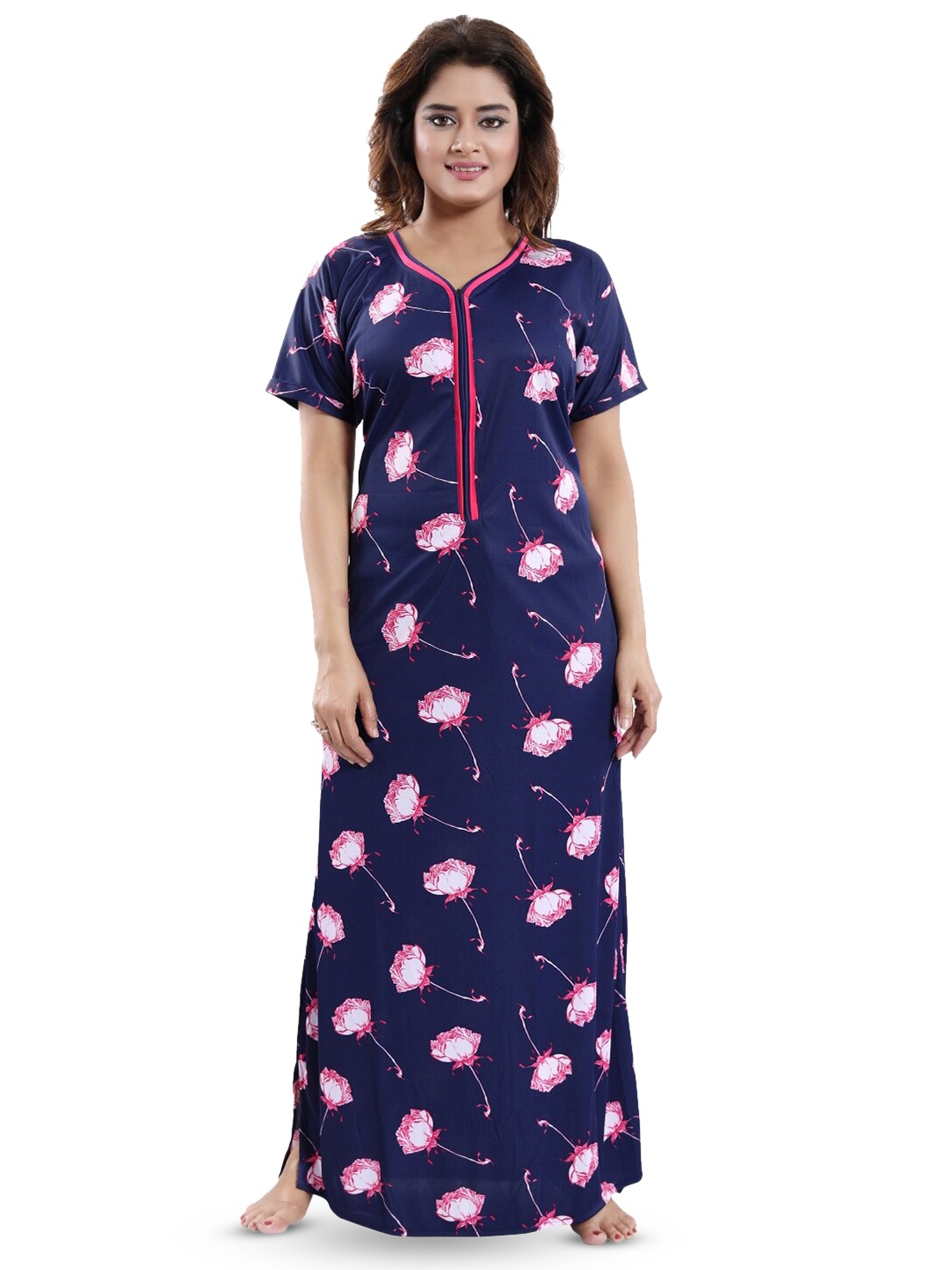 

SHOPPING STATION Floral Printed Satin Maxi Nightdress, Blue