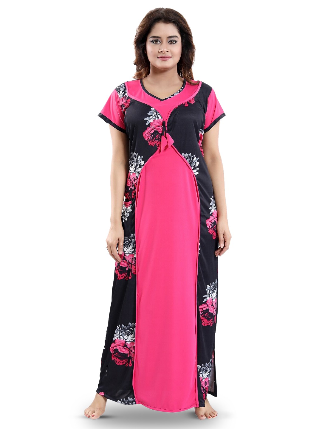 

SHOPPING STATION Floral Printed Satin Maxi Nightdress, Pink