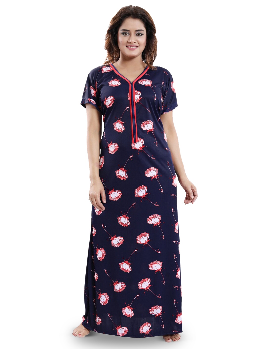 

SHOPPING STATION Floral Printed Satin Maxi Nightdress, Blue