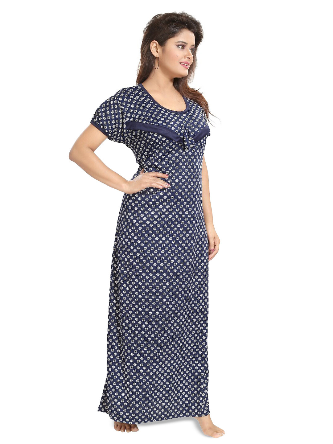 

SHOPPING STATION Geometric Printed Satin Maxi Nightdress, Blue