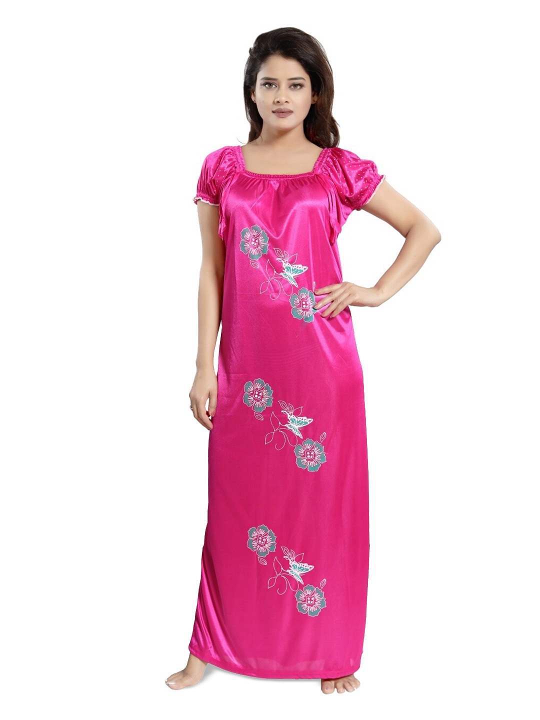 

SHOPPING STATION Floral Printed Satin Maxi Nightdress, Pink