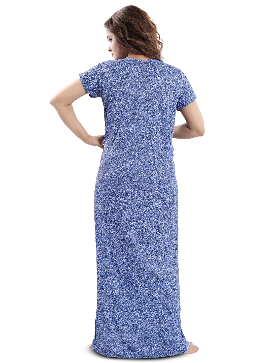 

SHOPPING STATION Abstract Printed Satin Maxi Nightdress, Blue