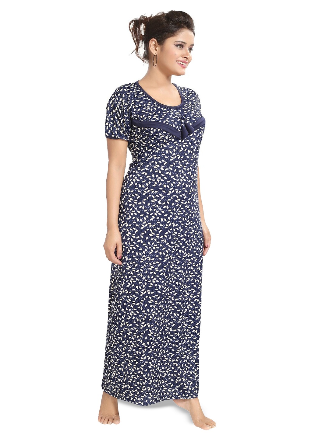

SHOPPING STATION Floral Printed Satin Maternity Maxi Nightdress, Blue