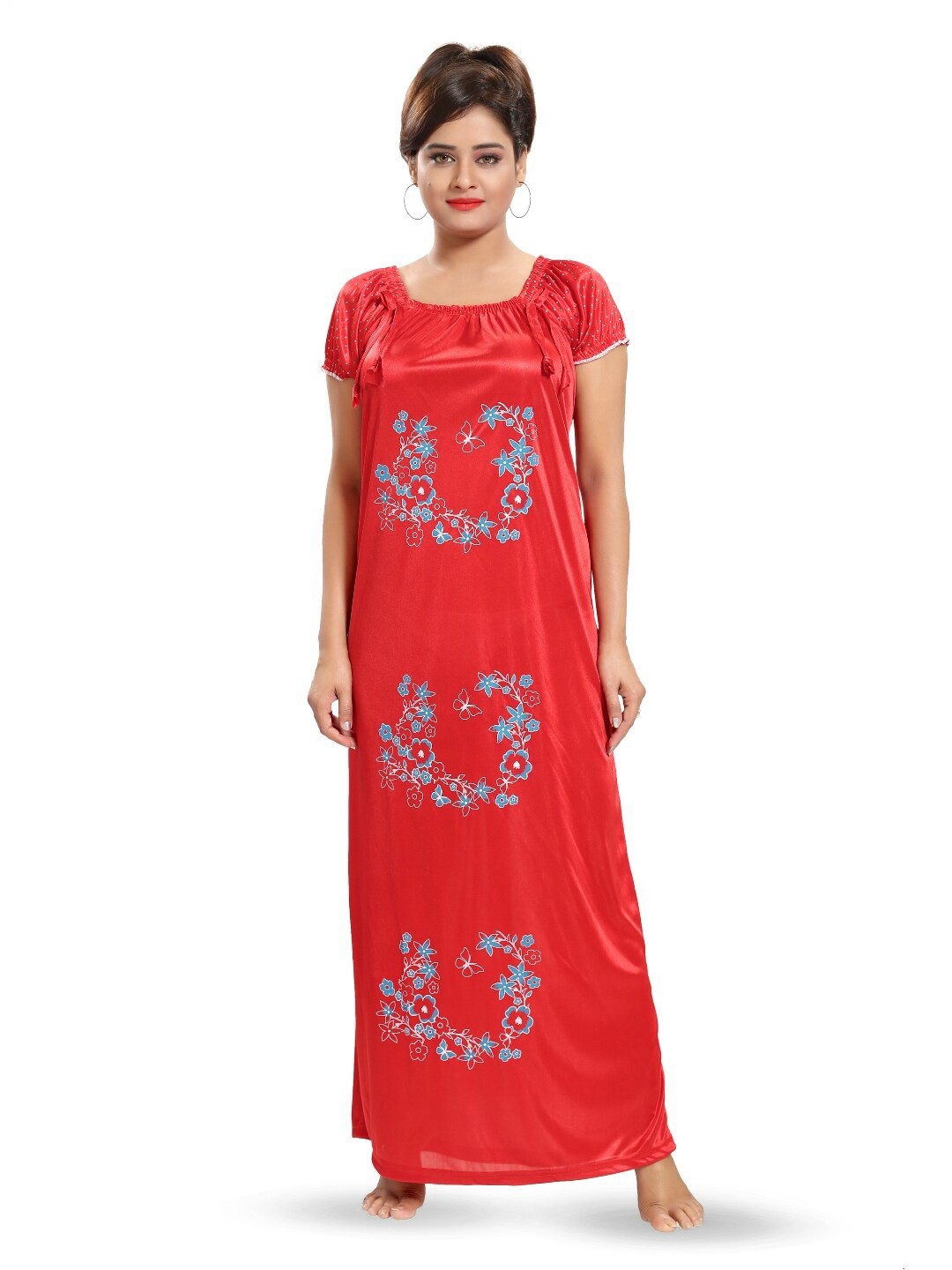 

SHOPPING STATION Floral Printed Satin Maxi Nightdress, Red