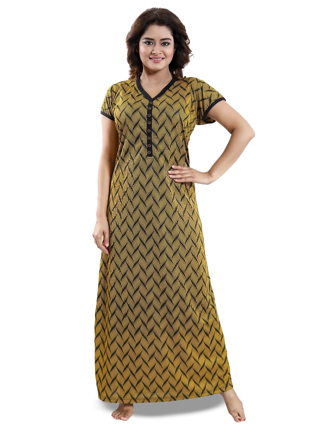 

SHOPPING STATION Geometric Printed Satin Maxi Nightdress, Yellow