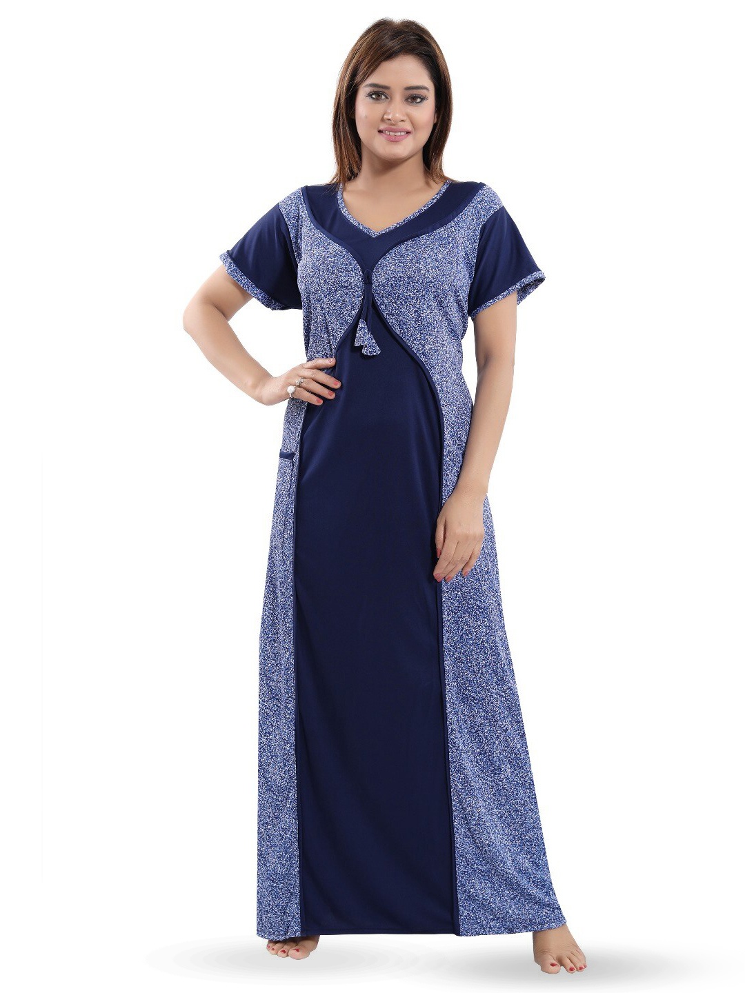 

SHOPPING STATION Abstract Printed Satin Maxi Nightdress, Blue