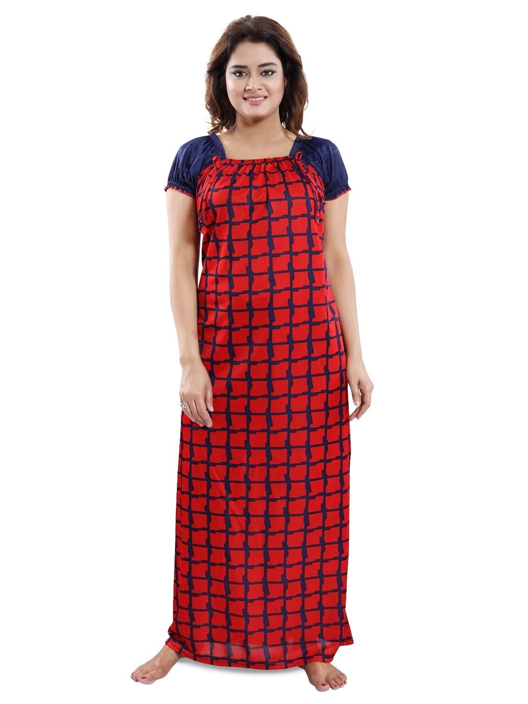 

SHOPPING STATION Geometric Printed Satin Maxi Nightdress, Red
