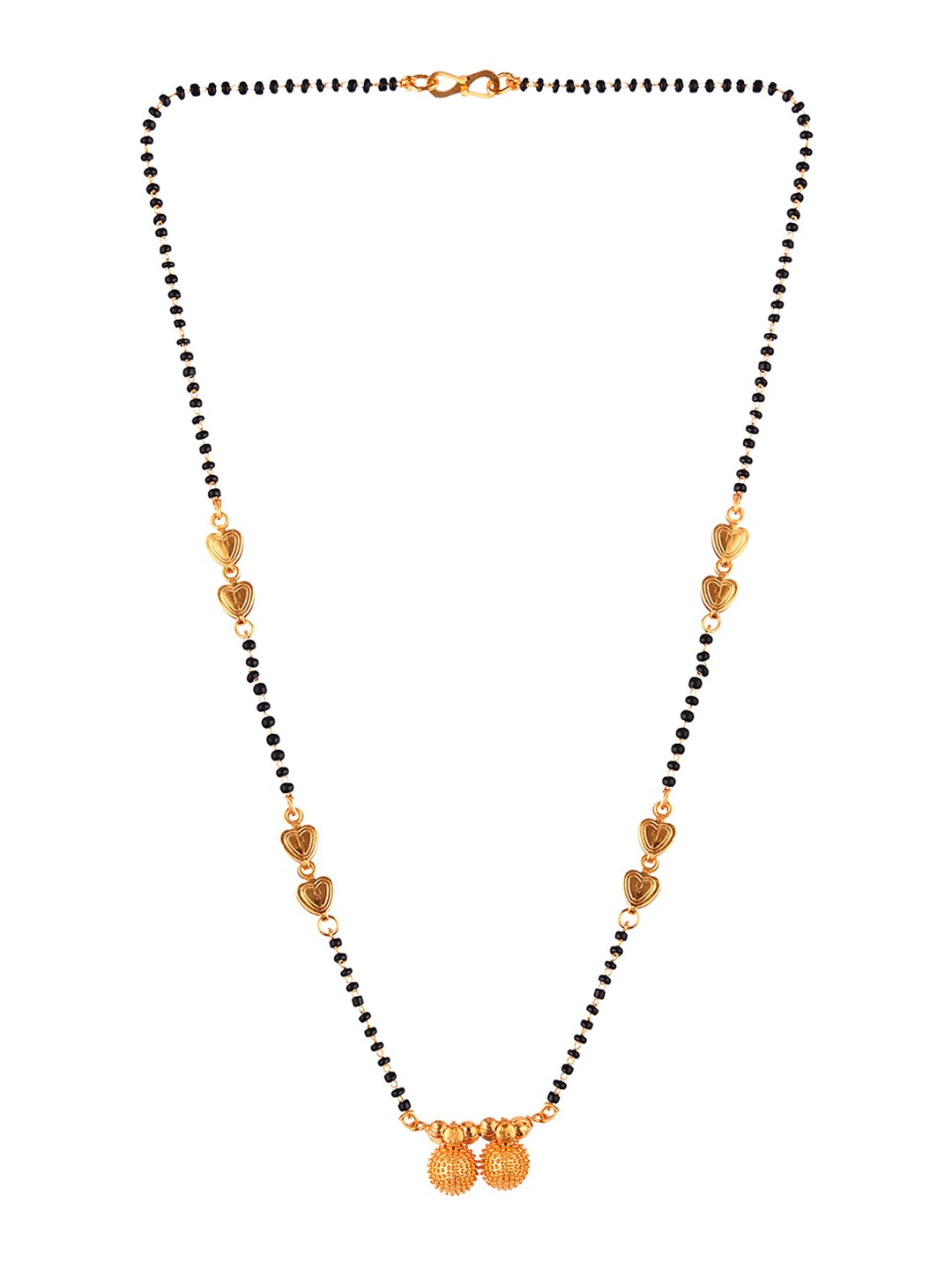 

FEMMIBELLA Gold-Plated Beaded Heart Shaped Mangalsutra