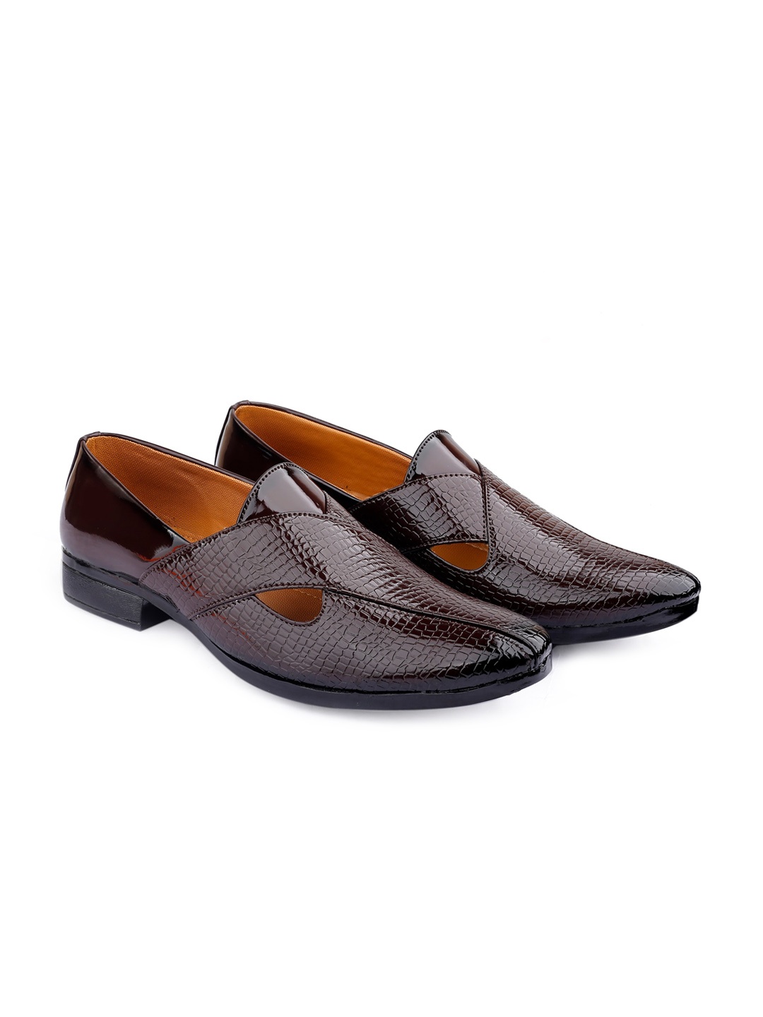 

KRAASA Men Textured Lightweight Loafers, Brown