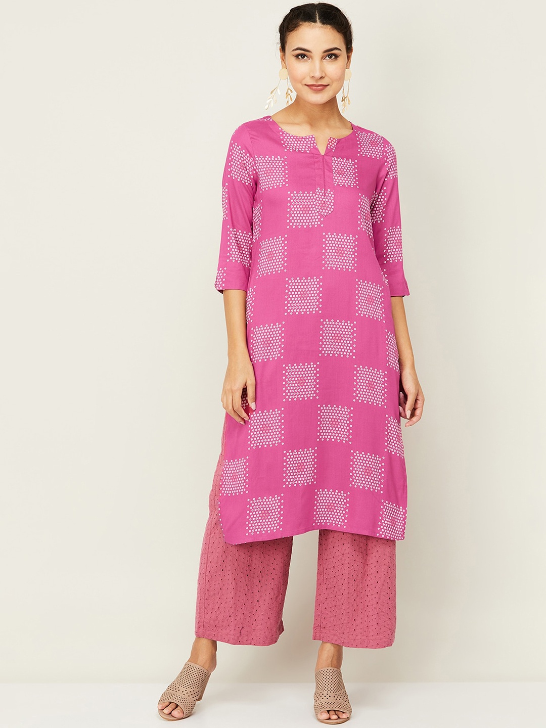 

Melange by Lifestyle Geometric Printed Regular Kurta, Pink