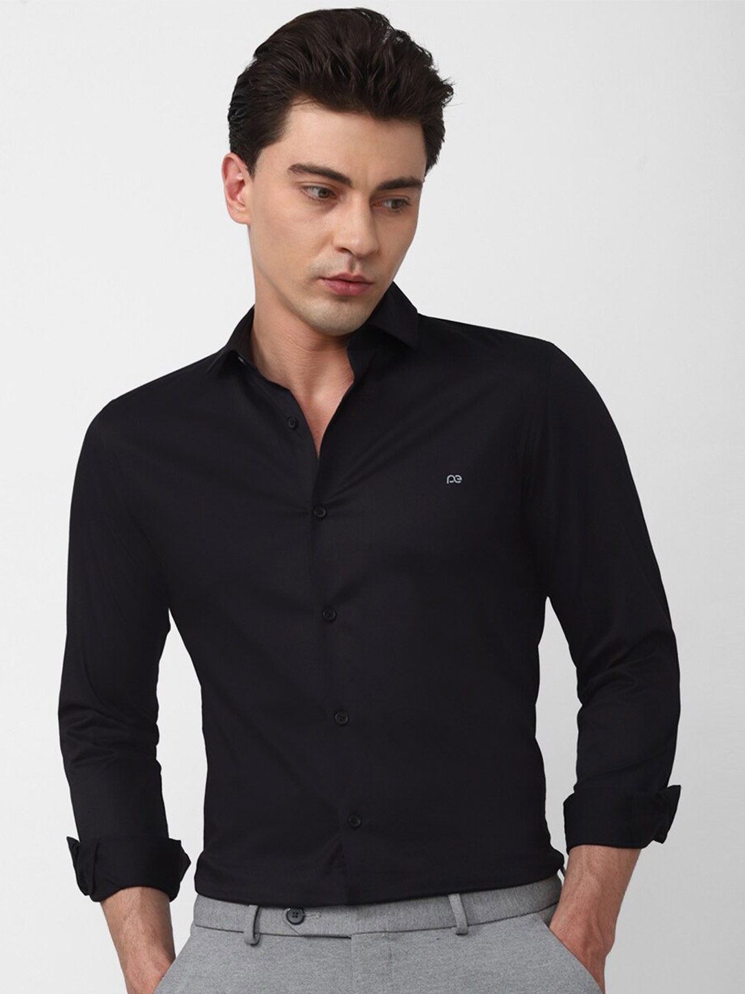 

Peter England Spread Collar Slim Fit Cotton Formal Shirt, Black