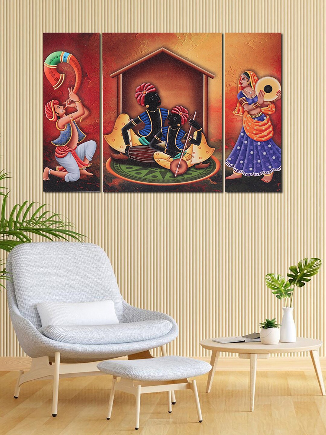 Kuber Industries Red & Blue 9 Pieces Rajasthani Wall Paintings