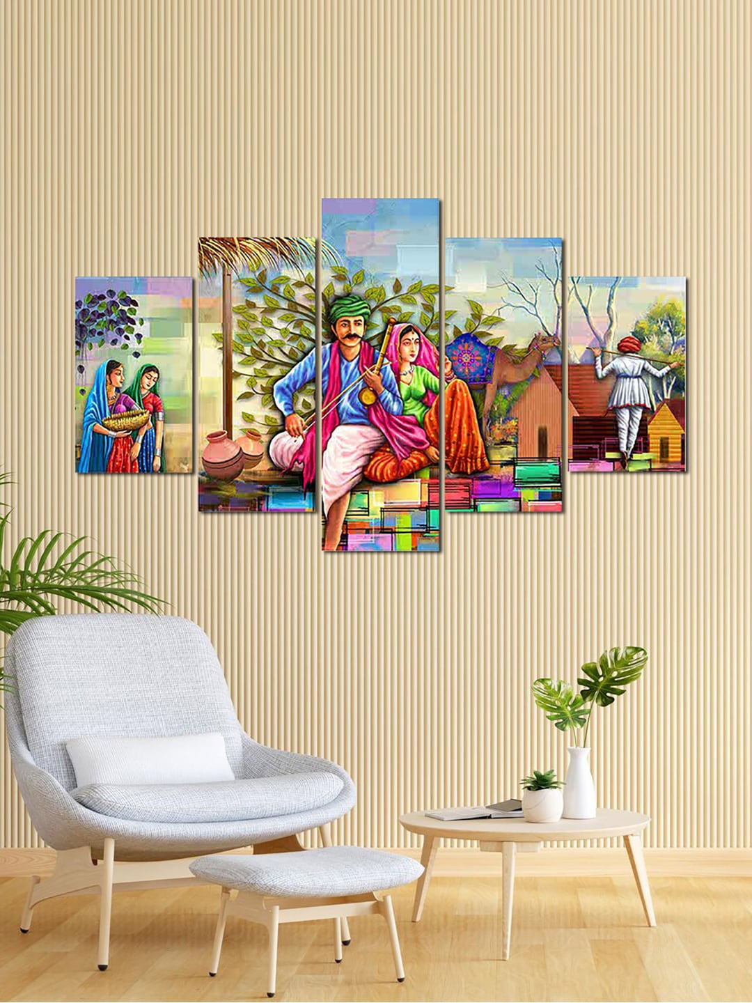 

Kuber Industries Blue & Red 10 Pieces Rajasthani Wall Paintings
