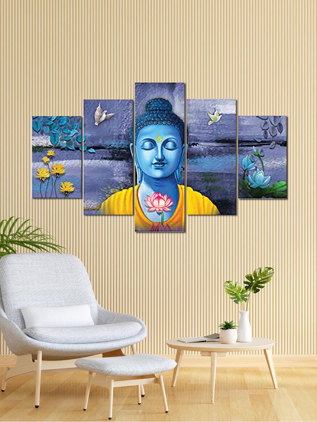 

Kuber Industries Purple & Blue 10 Pieces Lord Buddha Wall Paintings