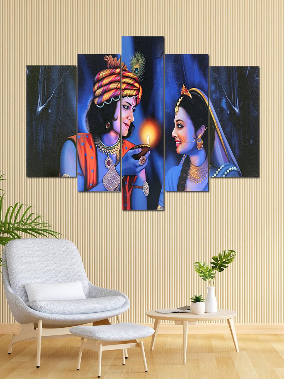 

Kuber Industries Blue & Black 5 Pieces Radha Krishna Wall Paintings