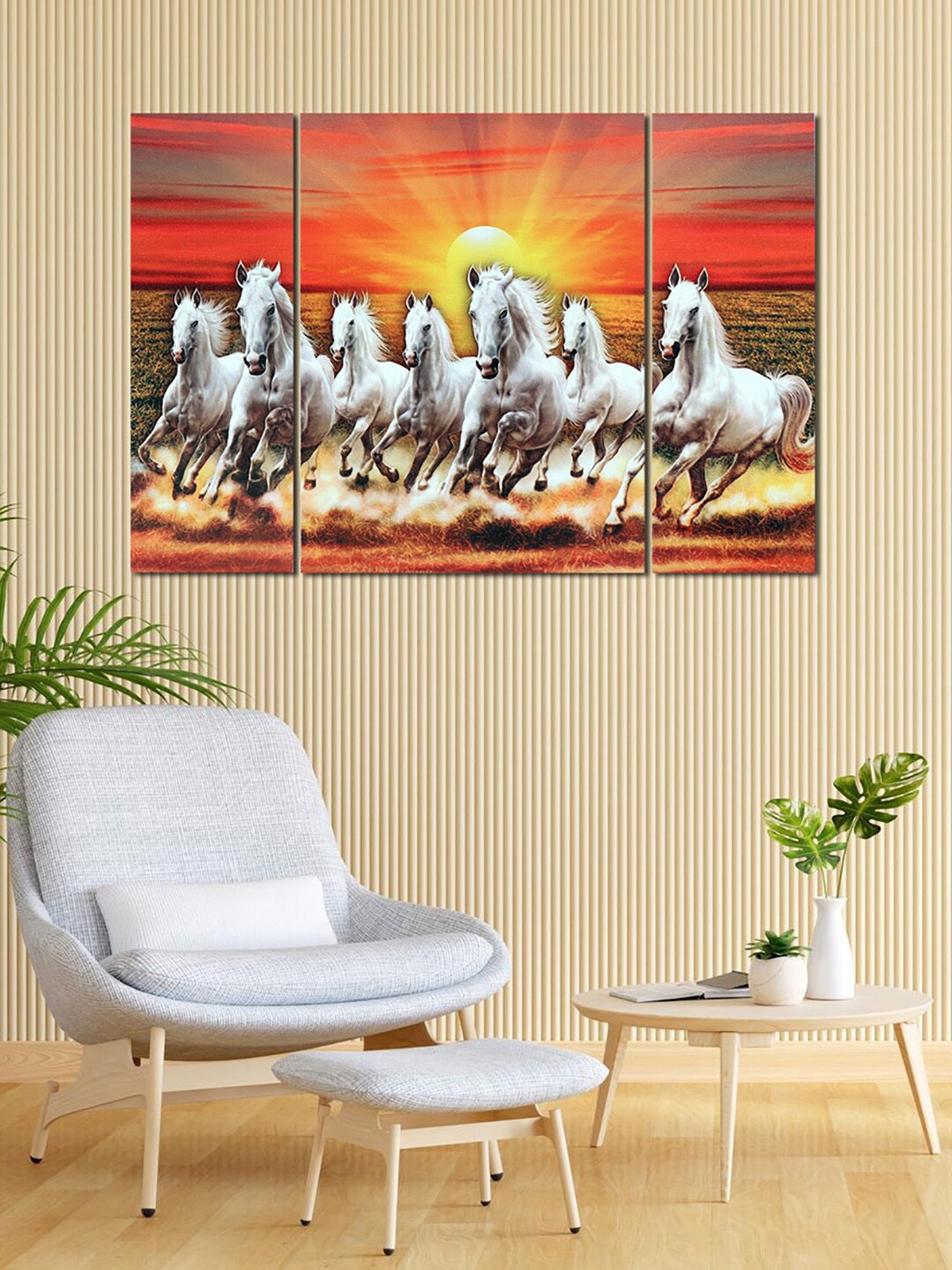 

Kuber Industries Orange & White 6 Pieces HorseMDF Wooden Painting Wall Art