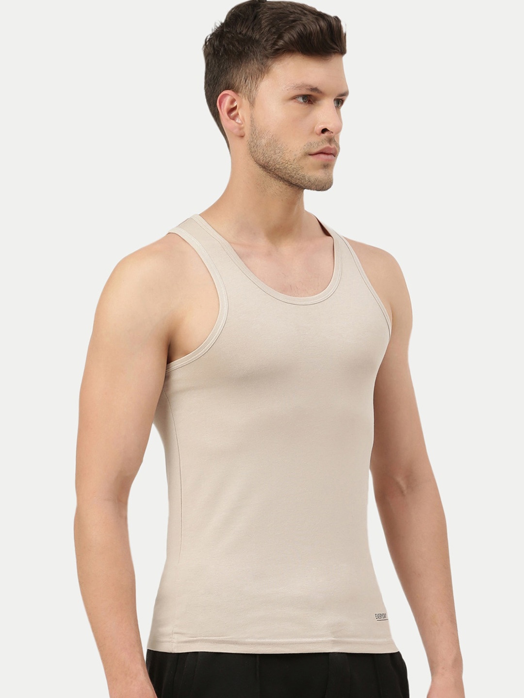 

FREECULTR Men Round Neck Bamboo Cotton Innerwear Vests, Beige