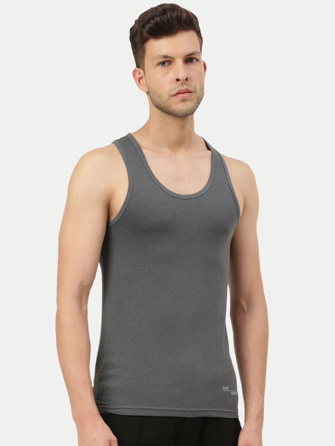 

FREECULTR Men Round Neck Bamboo Cotton Innerwear Vests, Charcoal