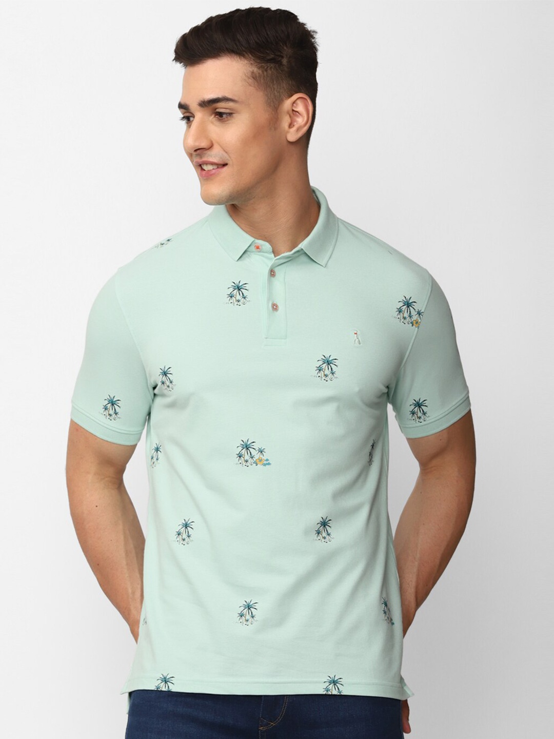 

SIMON CARTER LONDON Conversational Printed Polo Collar Slim Fit T-Shirt, Green