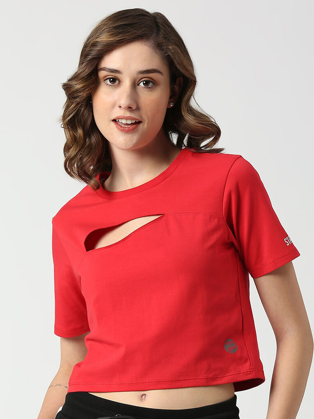 

Pepe Jeans Cut Outs Round Neck Cotton T-shirt, Red