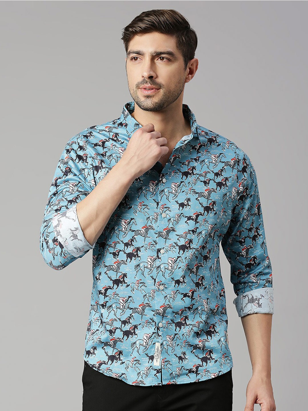 

Thomas Scott Classic Slim Fit Conversational Printed Pure Cotton Casual Shirt, Blue