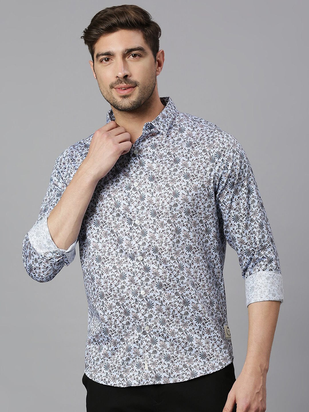 

Thomas Scott Classic Slim Fit Floral Printed Pure Cotton Casual Shirt, Blue