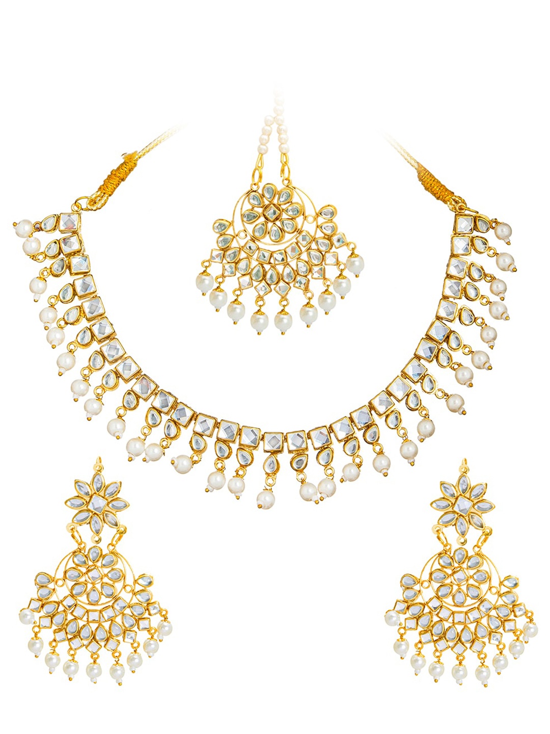 

Shining Jewel - By Shivansh Gold Plated Jewellery Set, White
