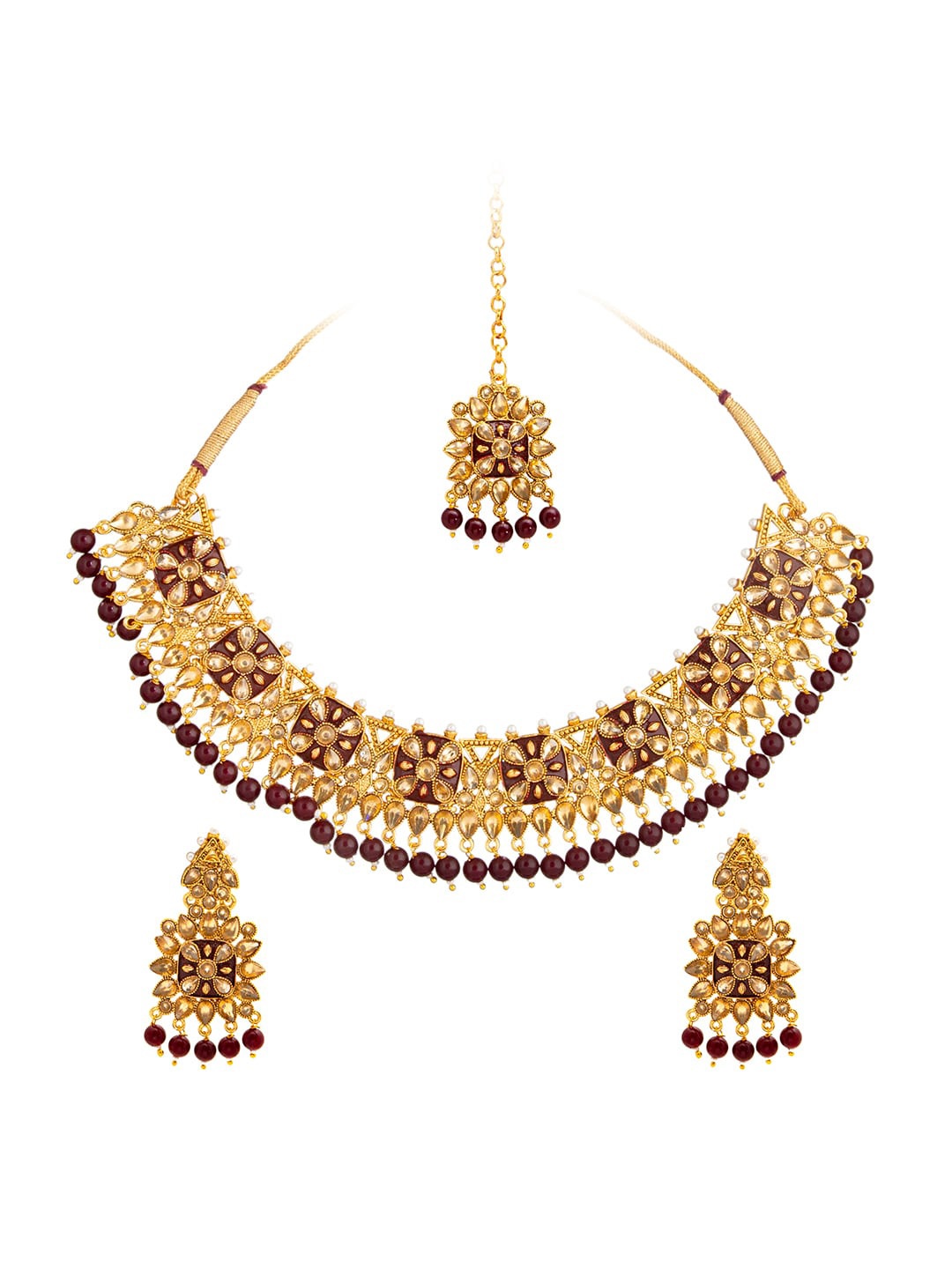 

Shining Jewel Jewellery Set for Women, Maroon