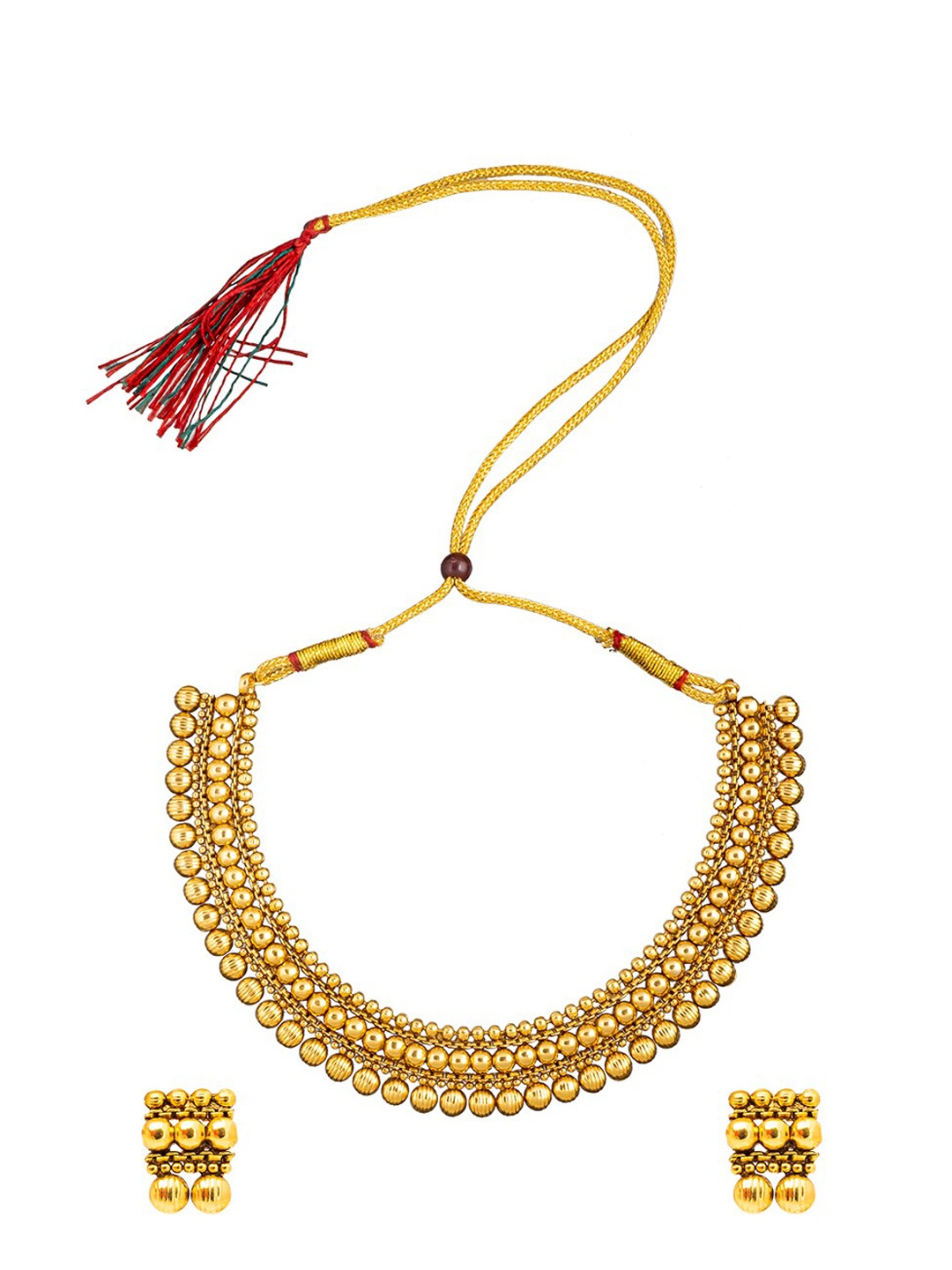 

Shining Jewel - By Shivansh Brass Gold-Plated Temple Necklace Set