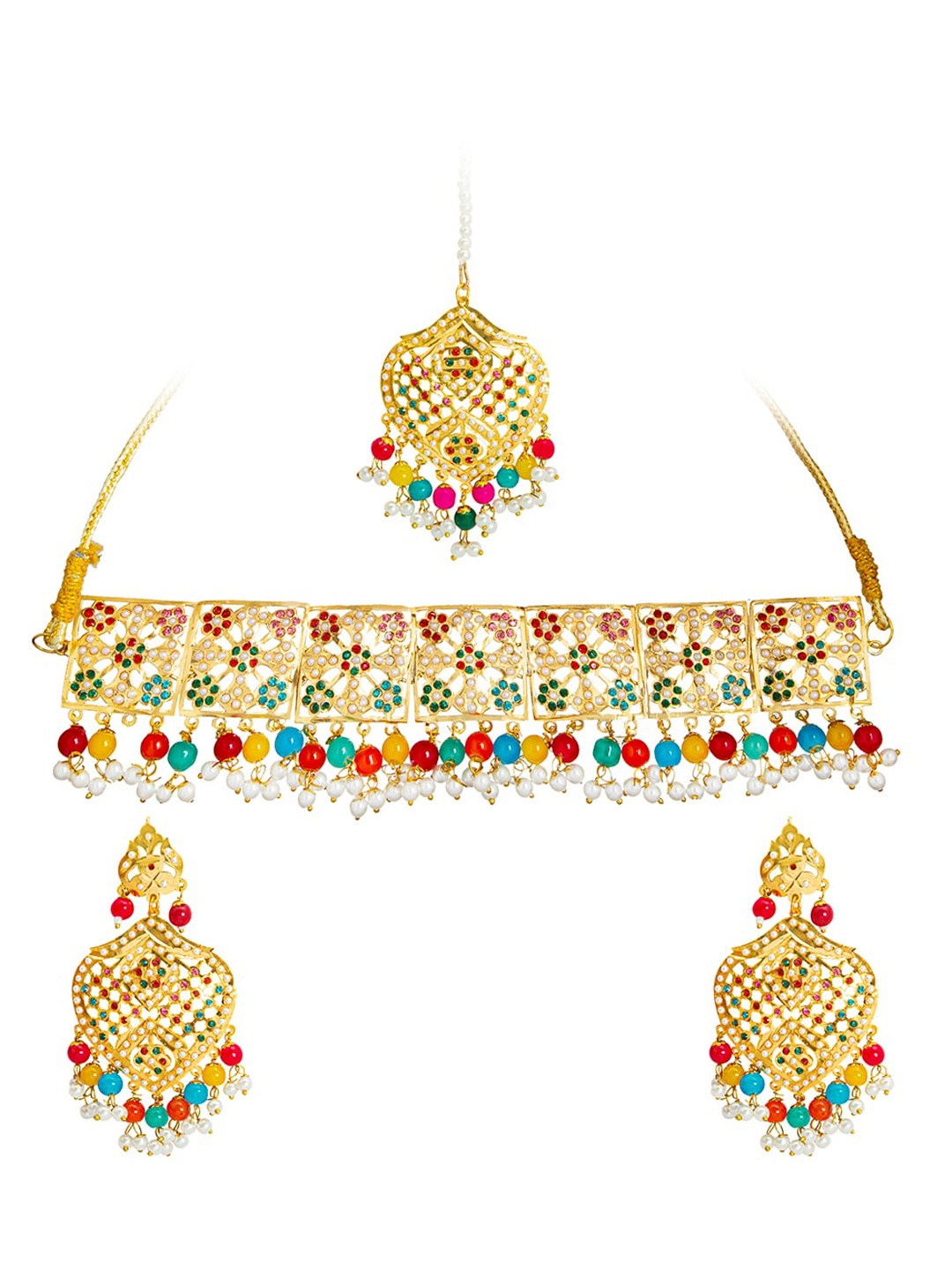 

Shining Jewel - By Shivansh Gold-Plated Choker Jewellery Set, Multi