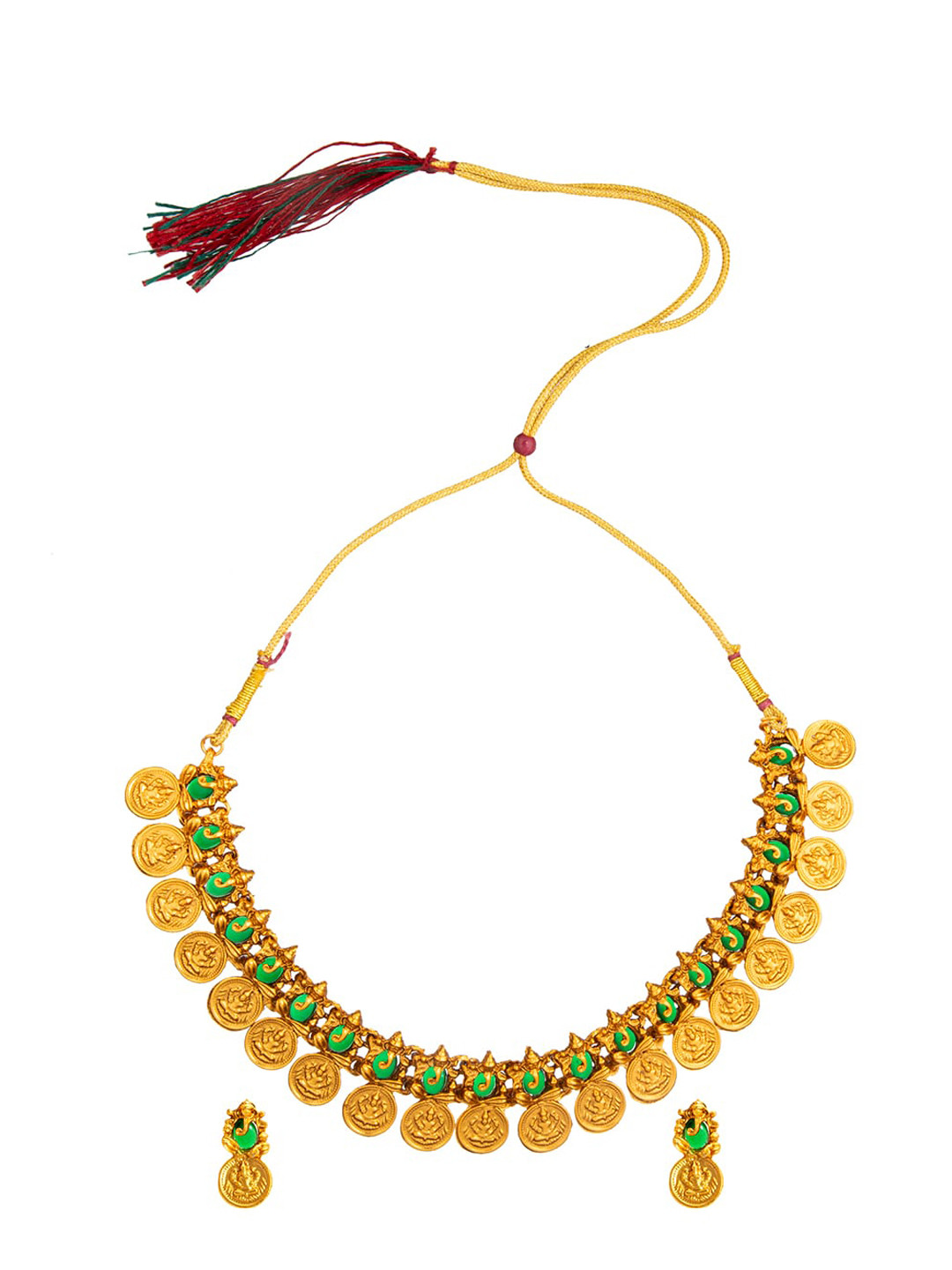 

Shining Jewel - By Shivansh Gold-Plated Temple Choker Stone Studded Jewellery Set
