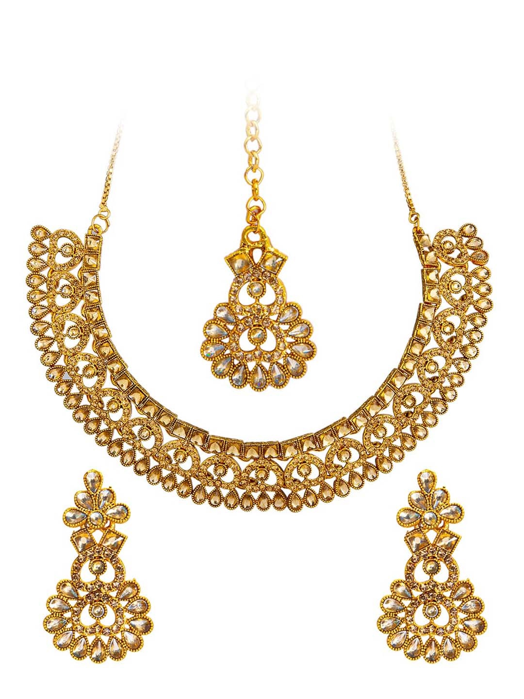 

Shining Jewel - By Shivansh Gold Plated Stone-Studded Jewellery Set