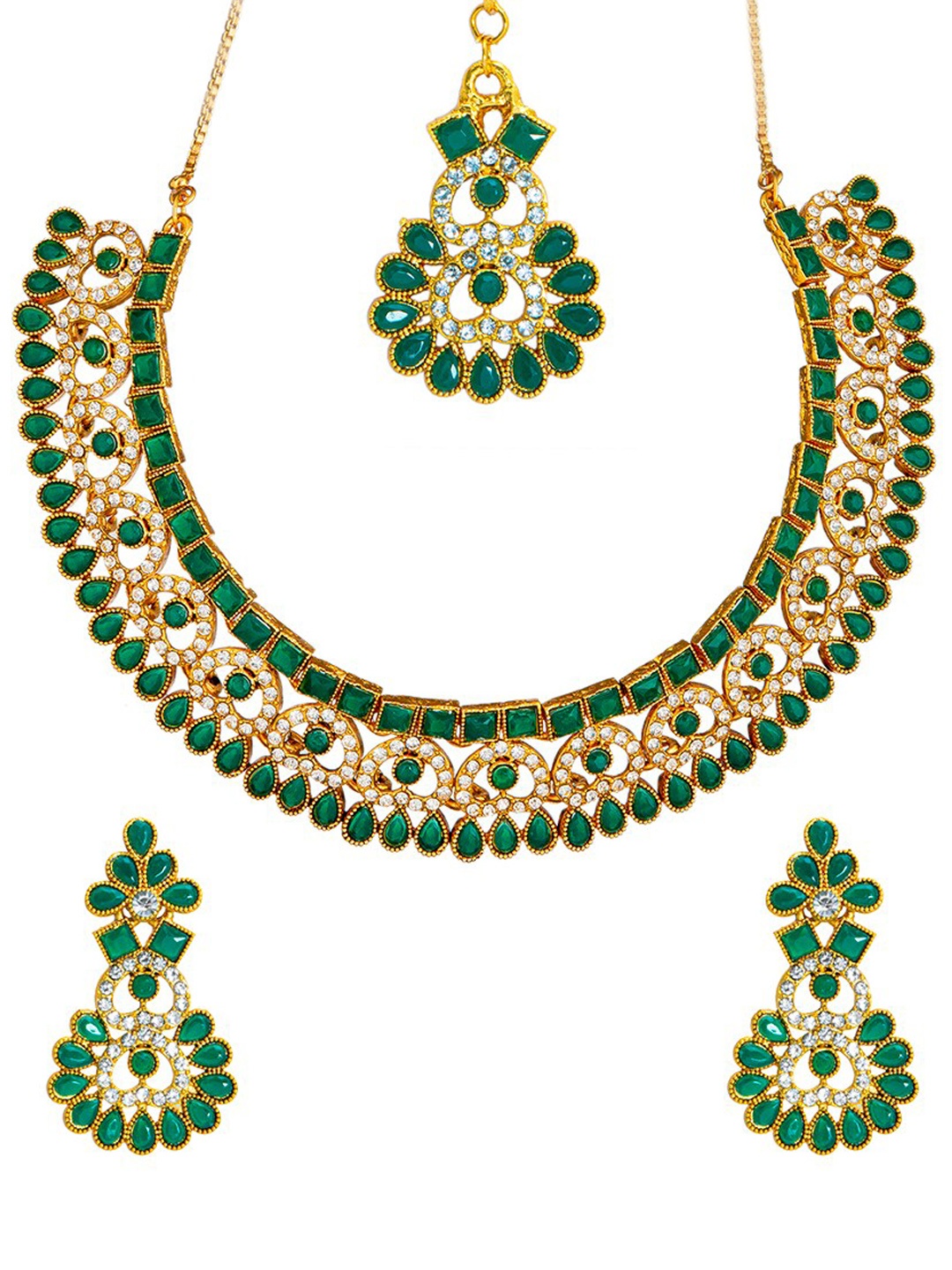 

Shining Jewel - By Shivansh Gold-Plated Stone Studded Jewellery Set