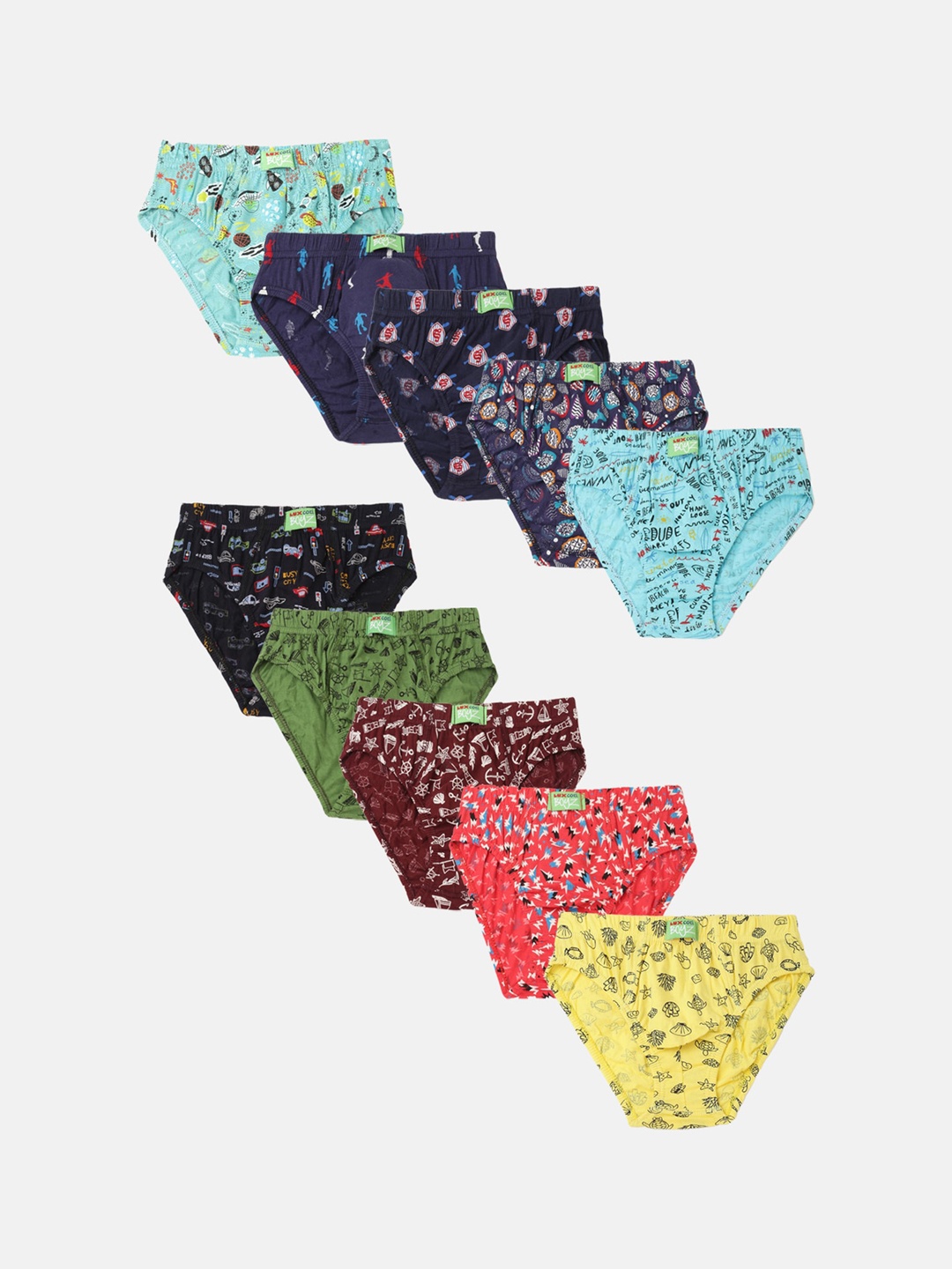 

Lux Cozi Kids Pack Of 10 Assorted Mid-Rise Anti-Odour Cotton Basic Briefs