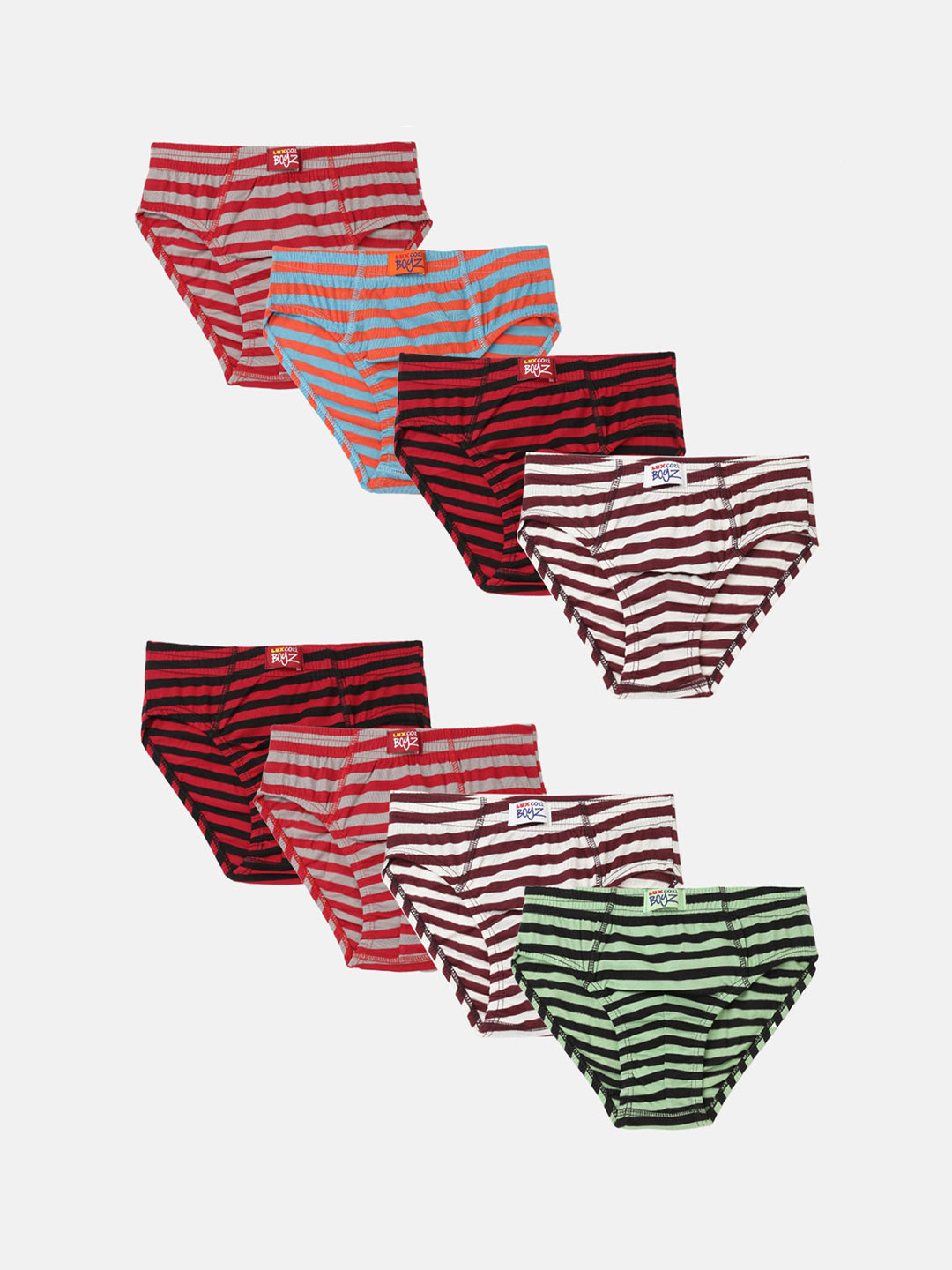 

Lux Cozi Kids Pack Of 8 Striped Assorted Cotton Anti-Odour Basic Briefs