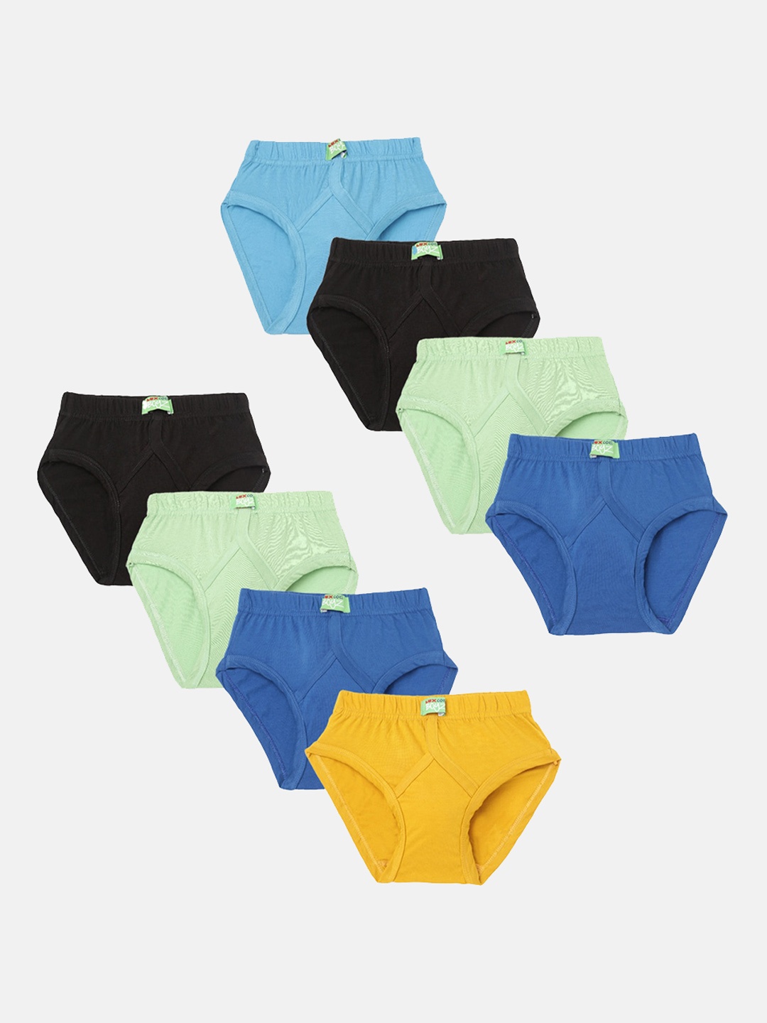 Lux Cozi Kids Pack Of 8 Assorted Mid-Rise Anti-Odour Cotton Basic Briefs