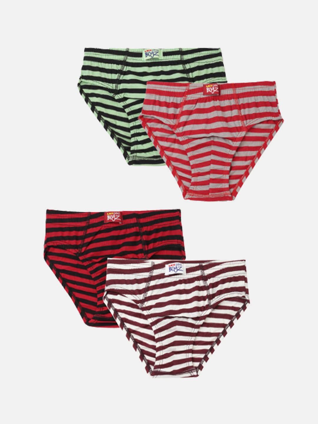 

Lux Cozi Boys Pack Of 4 Assorted Striped Mid-Rise Anti-Odour Cotton Basic Briefs
