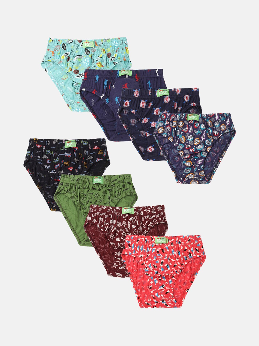 

Lux Cozi Boys Pack Of 8 Assorted Cotton Anti-Odour Basic Briefs