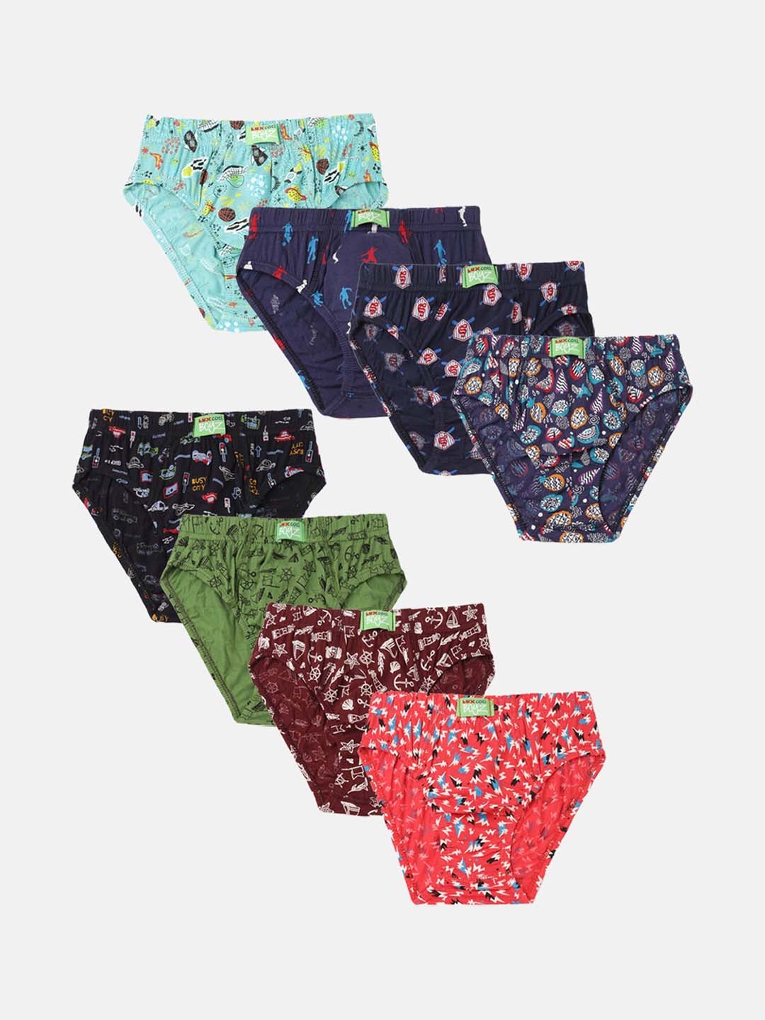 

Lux Cozi Boys Pack Of 8 Assorted Cotton Anti-Odour Basic Briefs