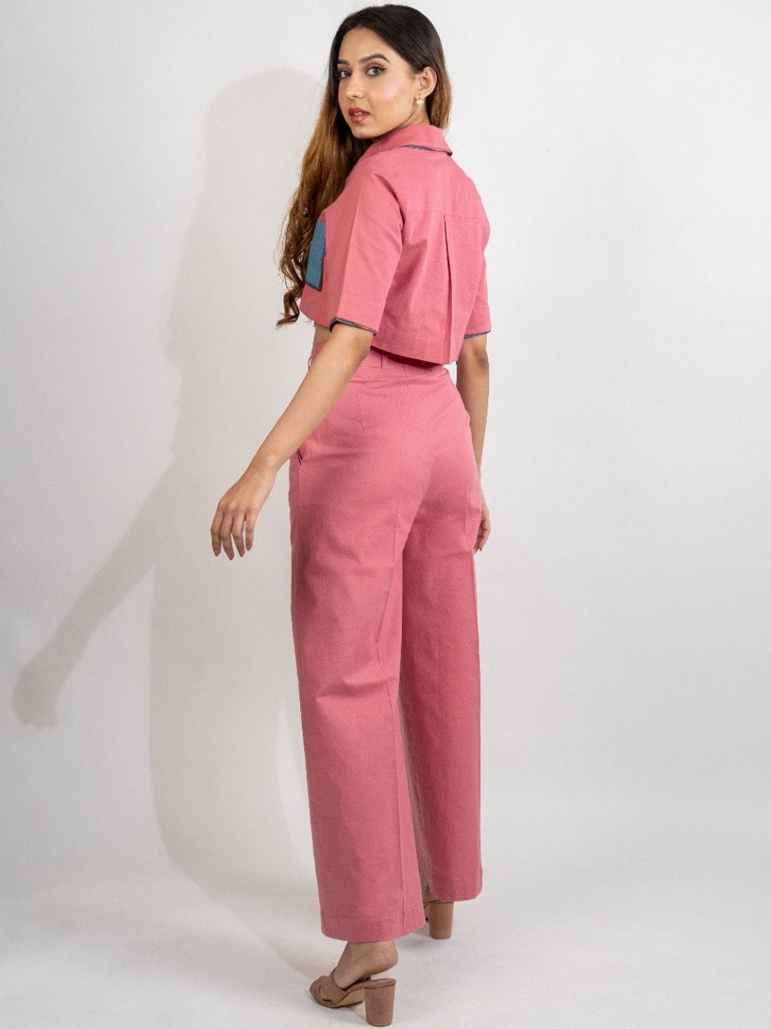 

POPPI Women Crop Shirt & Trousers, Pink