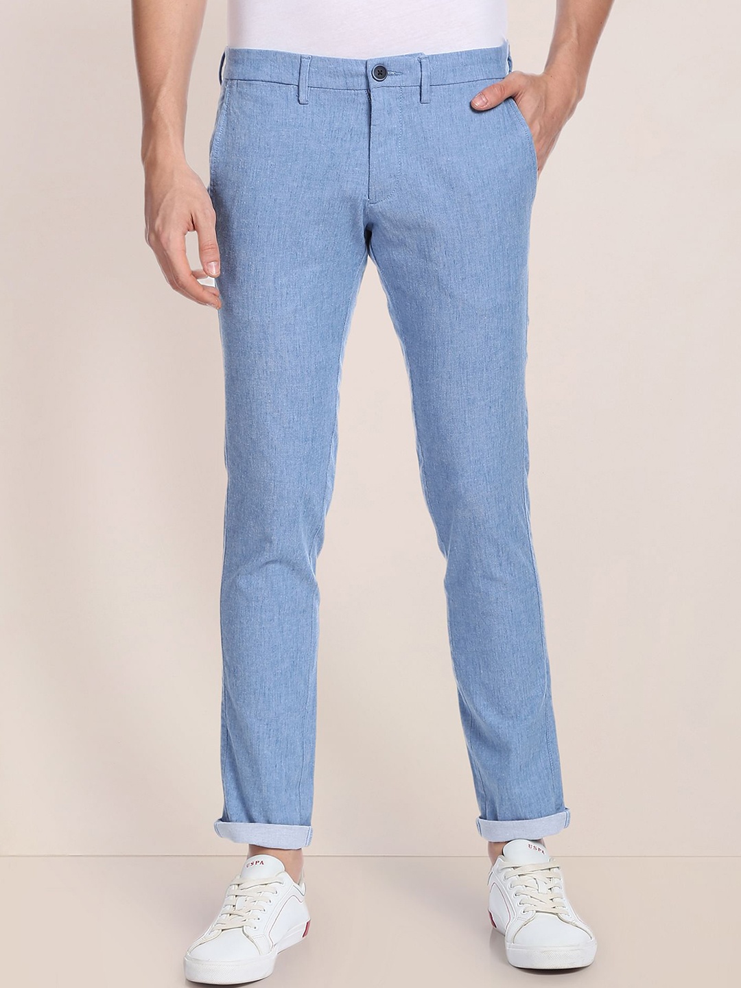 

U.S. Polo Assn. Men Slim Fit Mid-Rise Chinos, Blue