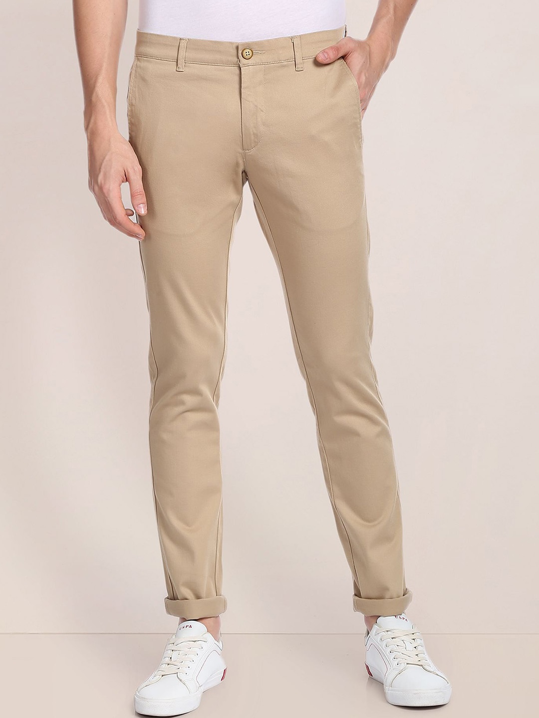 

U.S. Polo Assn. Men Slim Fit Mid-Rise Chinos, Brown