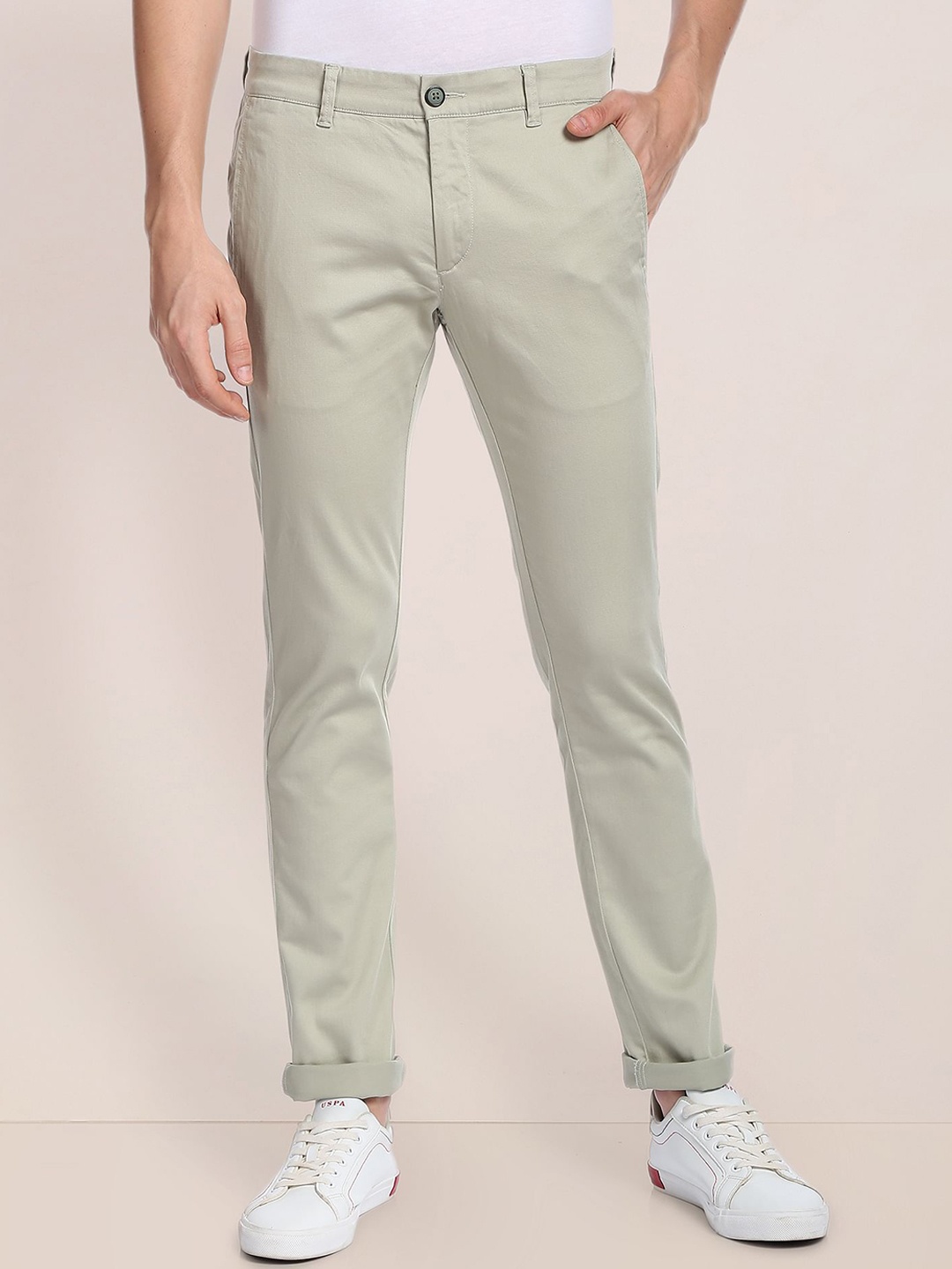 

U.S. Polo Assn. Men Slim Fit Mid-Rise Chinos, Green