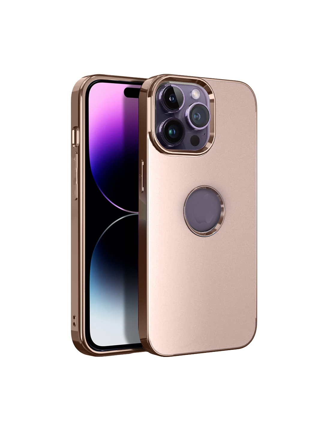 

Karwan iPhone 14 Pro Phone Back Case With Metal Lens, Pink