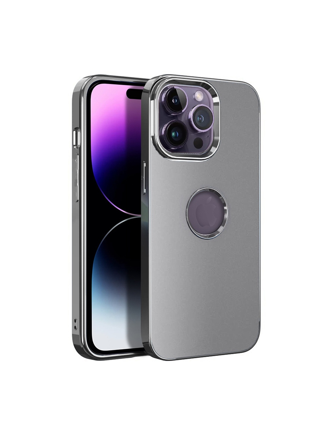 

Karwan iPhone 14 Pro Max Phone Back Case With Metal Lens, Grey
