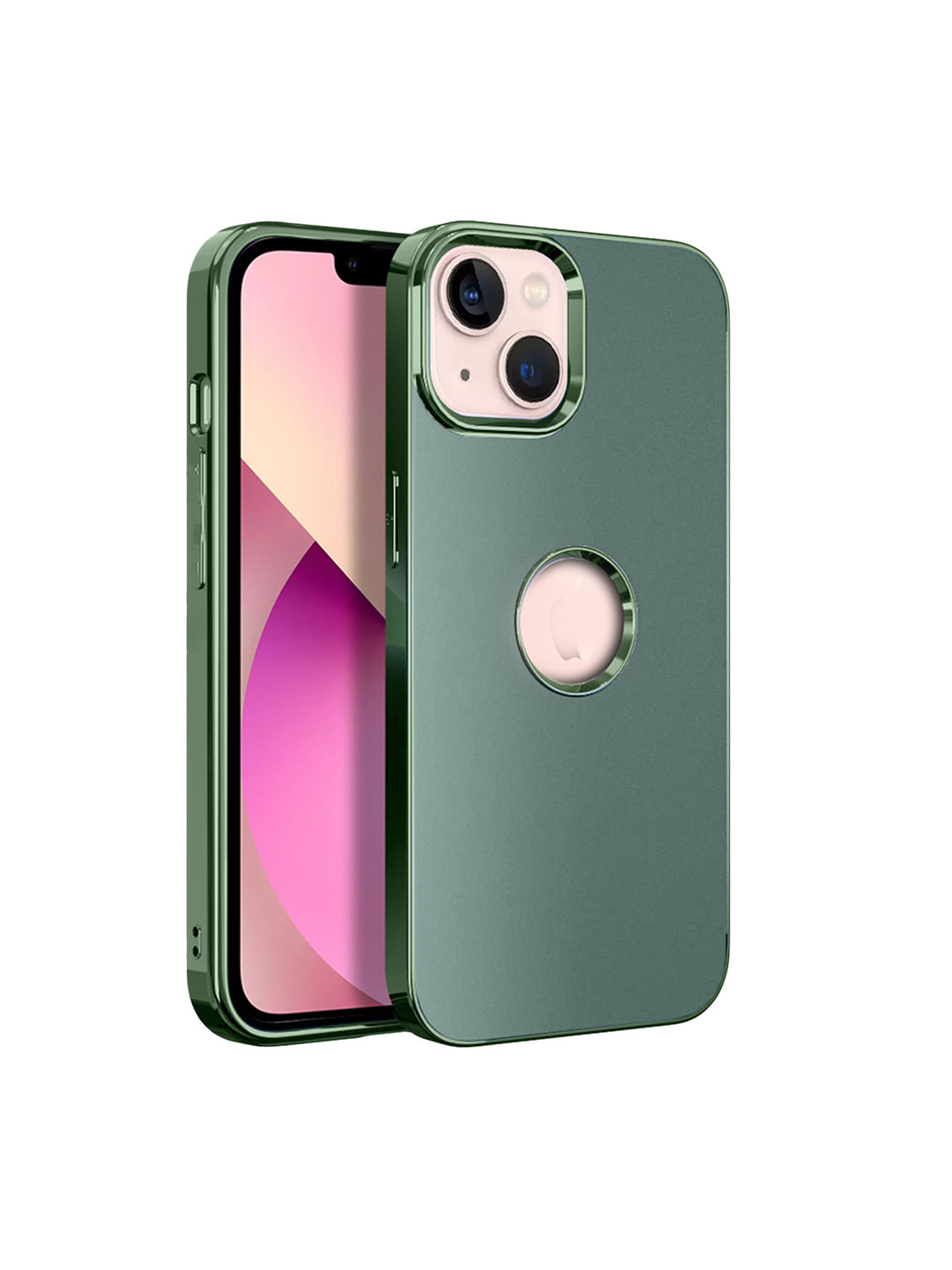 

Karwan Compatible Metal Lens iPhone 13 Back Case, Green