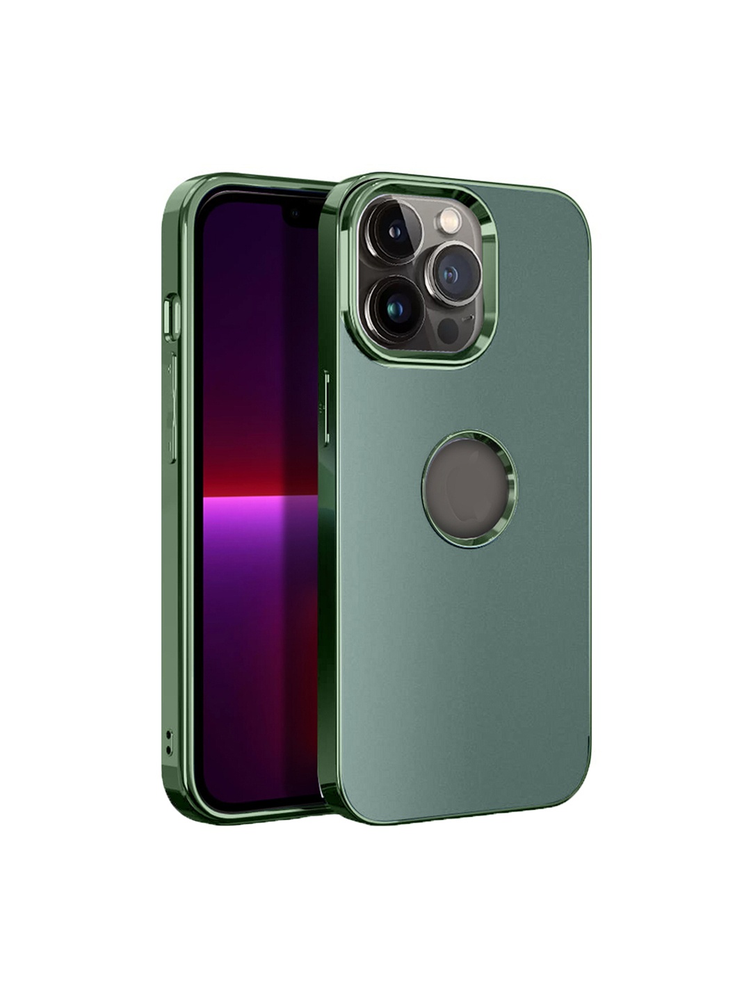 

Karwan iPhone 13 Pro Phone Back Case With Metal Lens, Green