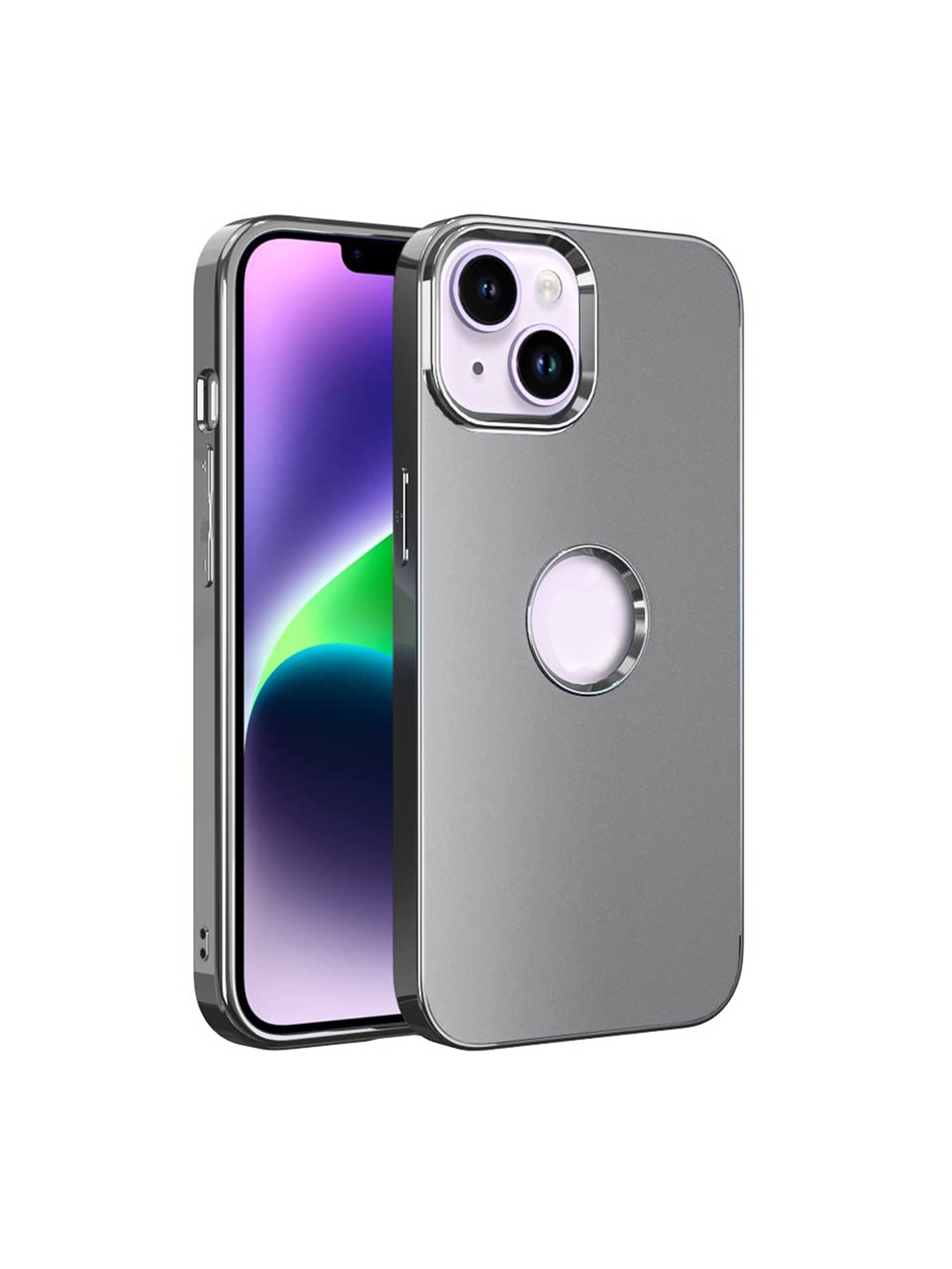 

Karwan iPhone 14 Phone Back Case With Metal Lens, Grey