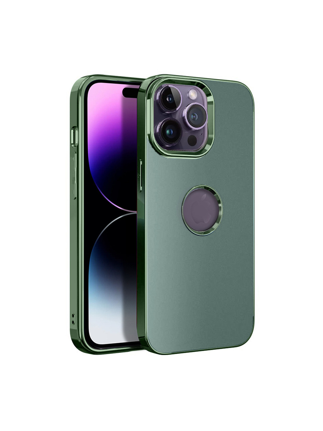 

Karwan iPhone 14 Pro Compatible Metal Lens Back Case, Green